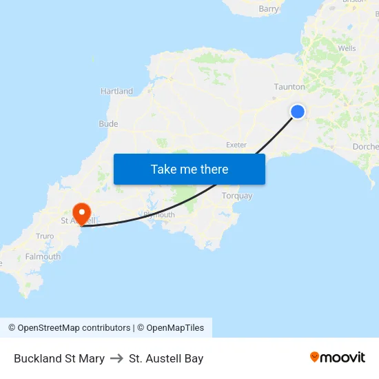 Buckland St Mary to St. Austell Bay map