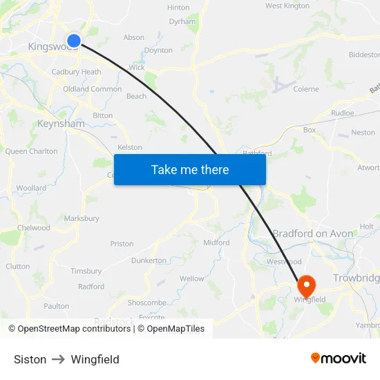Siston to Wingfield map