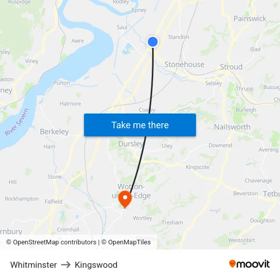 Whitminster to Kingswood map