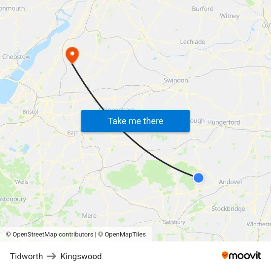 Tidworth to Kingswood map