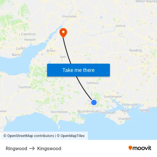 Ringwood to Kingswood map