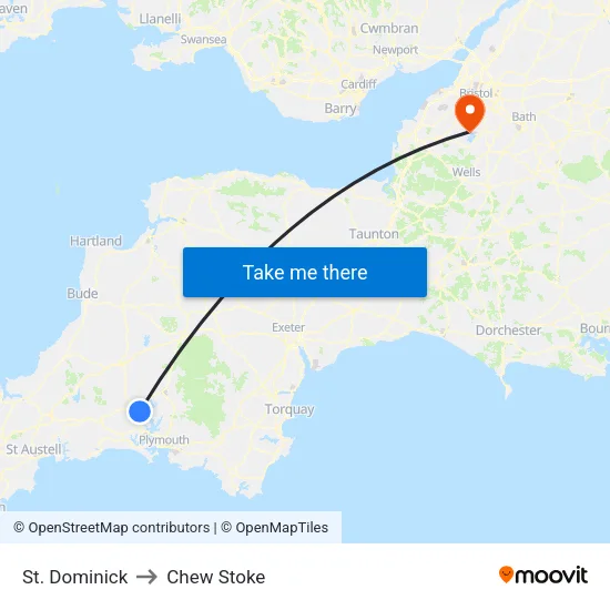St. Dominick to Chew Stoke map