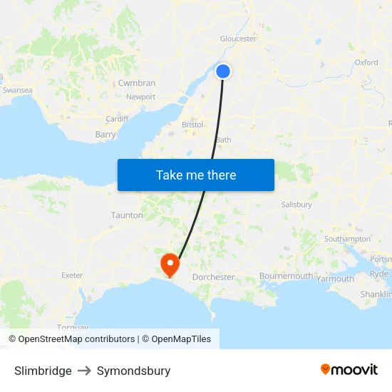 Slimbridge to Symondsbury map