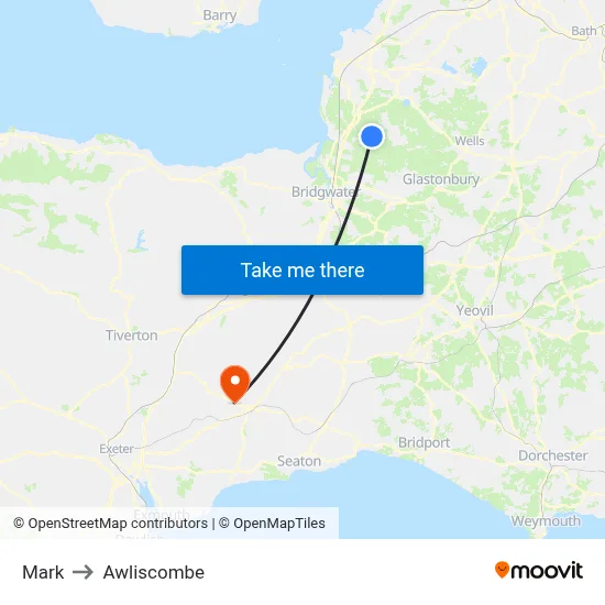 Mark to Awliscombe map