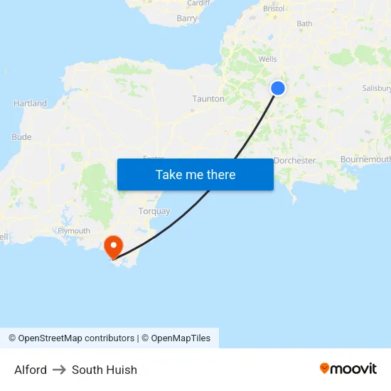 Alford to South Huish map