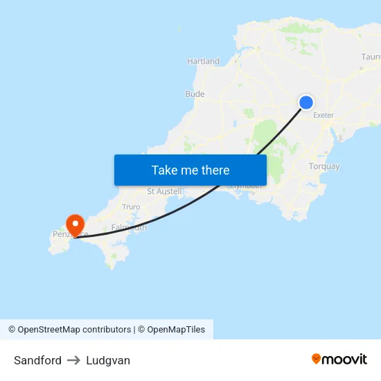 Sandford to Ludgvan map