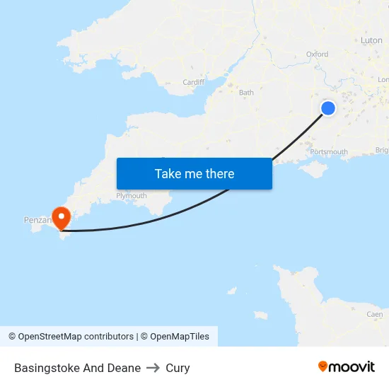 Basingstoke And Deane to Cury map