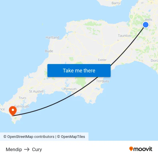 Mendip to Cury map