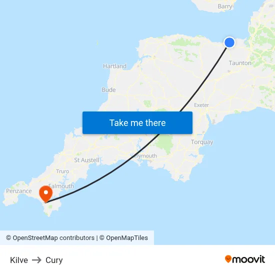 Kilve to Cury map
