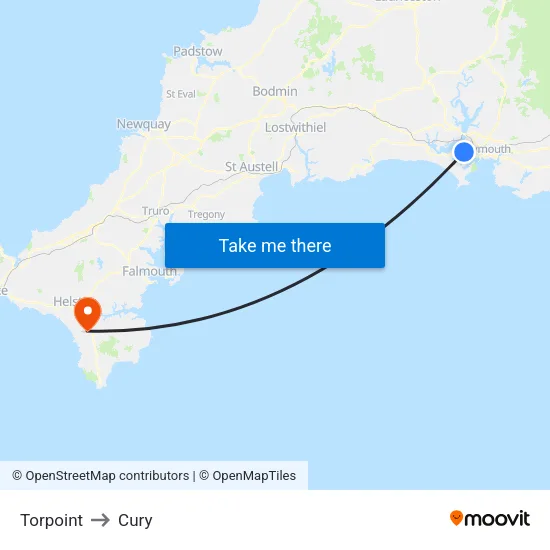 Torpoint to Cury map
