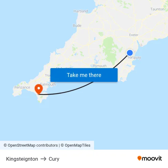 Kingsteignton to Cury map