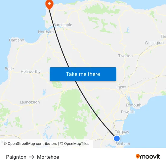 Paignton to Mortehoe map