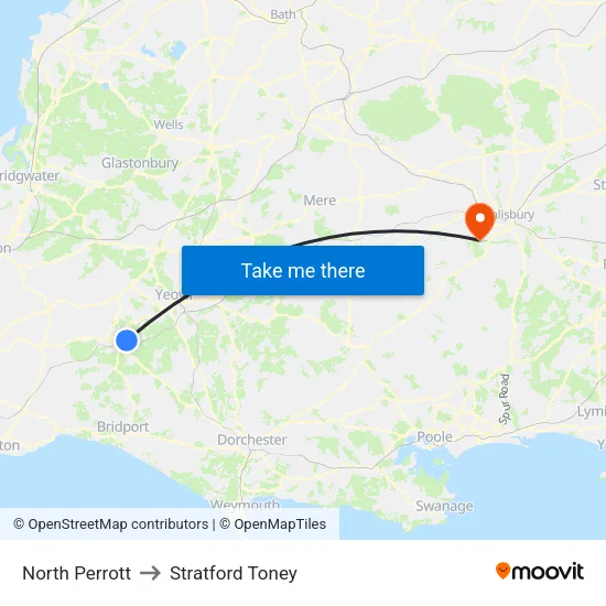 North Perrott to Stratford Toney map