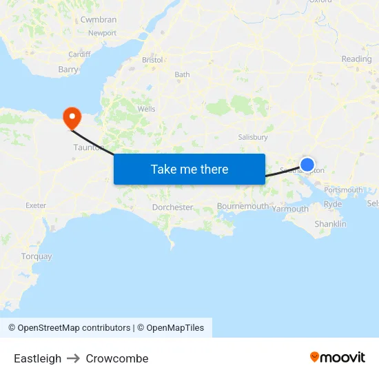 Eastleigh to Crowcombe map