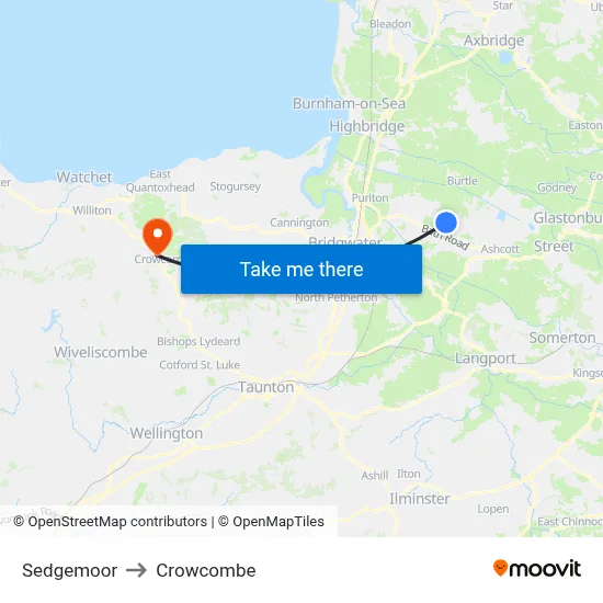Sedgemoor to Crowcombe map