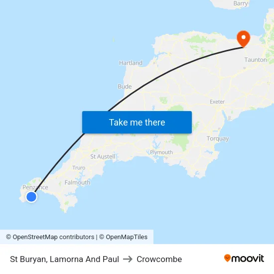 St Buryan, Lamorna And Paul to Crowcombe map
