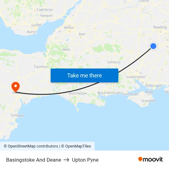 Basingstoke And Deane to Upton Pyne map