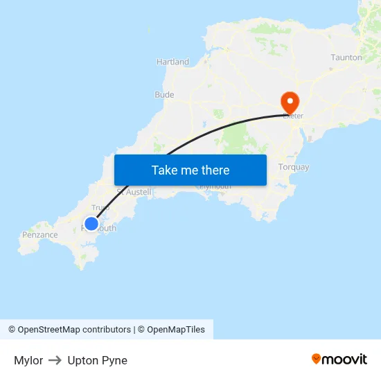 Mylor to Upton Pyne map
