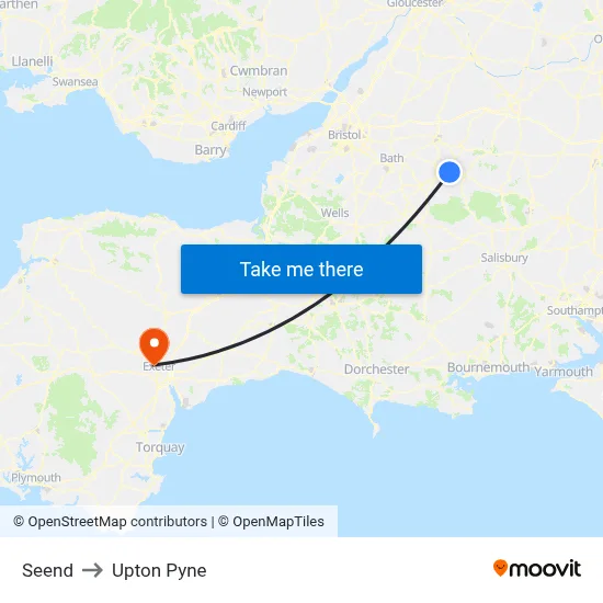 Seend to Upton Pyne map