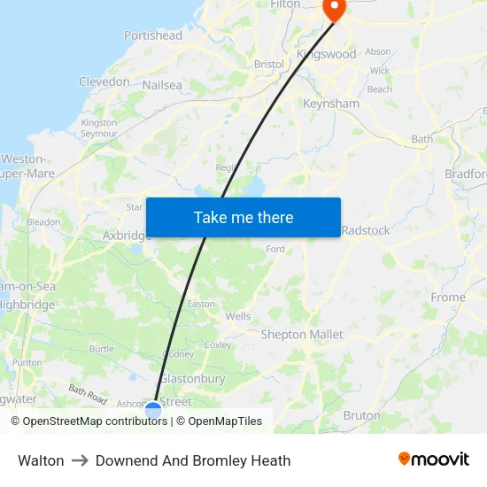Walton to Downend And Bromley Heath map