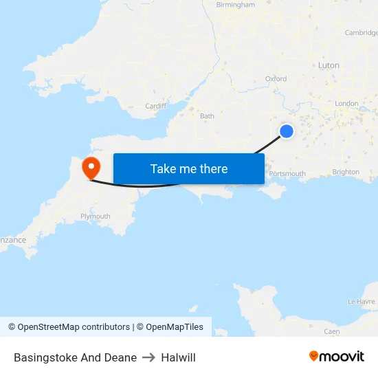 Basingstoke And Deane to Halwill map