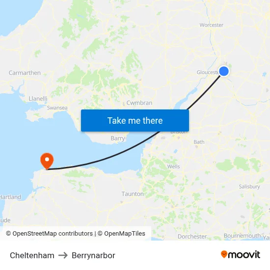 Cheltenham to Berrynarbor map