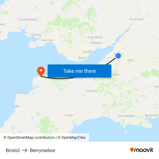 Bristol to Berrynarbor map