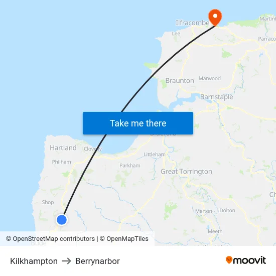 Kilkhampton to Berrynarbor map