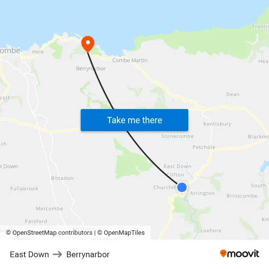 East Down to Berrynarbor map