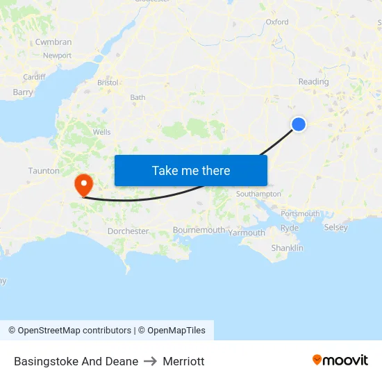 Basingstoke And Deane to Merriott map