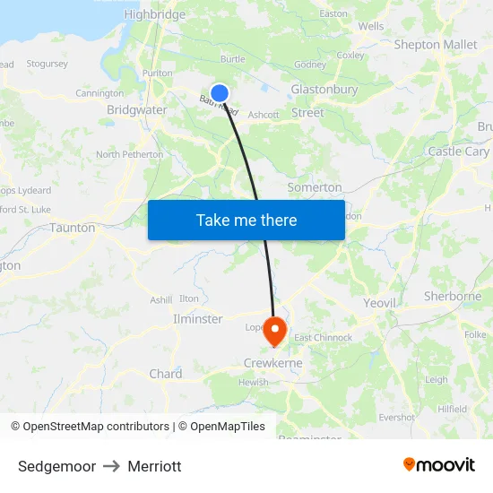 Sedgemoor to Merriott map