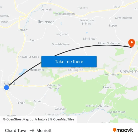 Chard Town to Merriott map