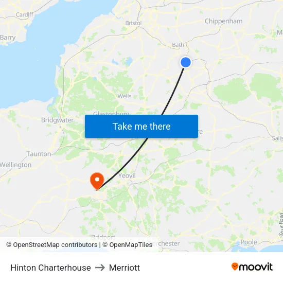 Hinton Charterhouse to Merriott map