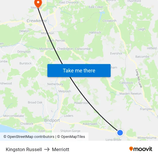 Kingston Russell to Merriott map
