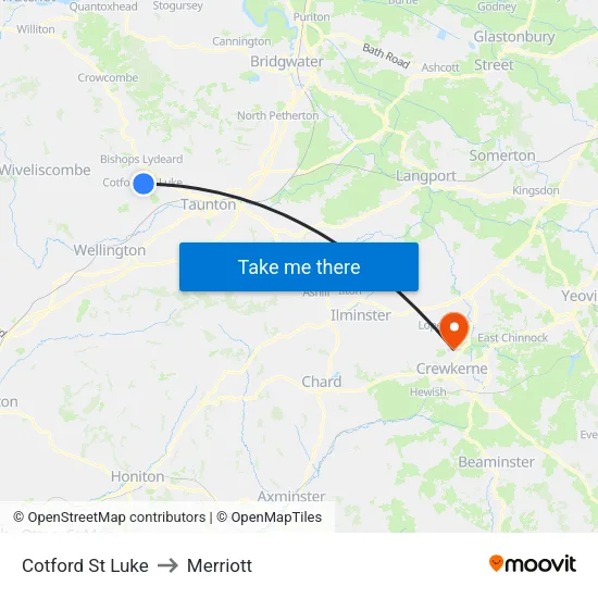 Cotford St Luke to Merriott map