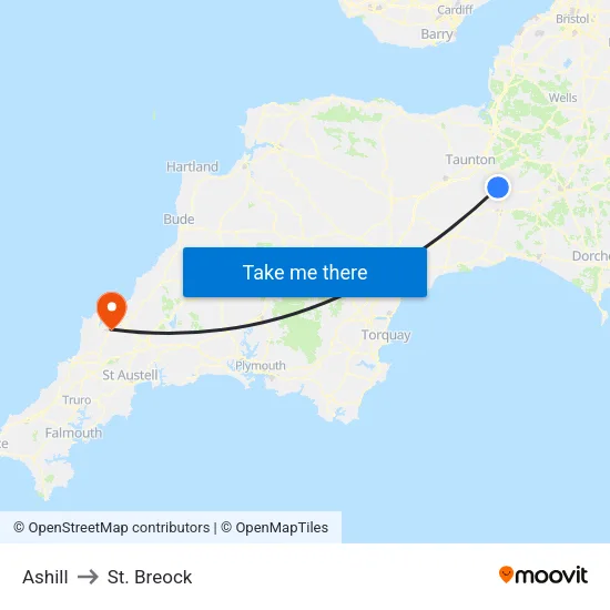 Ashill to St. Breock map