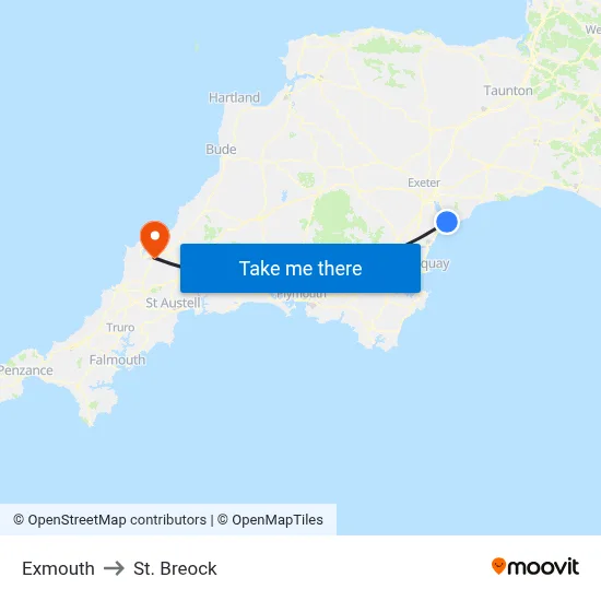 Exmouth to St. Breock map