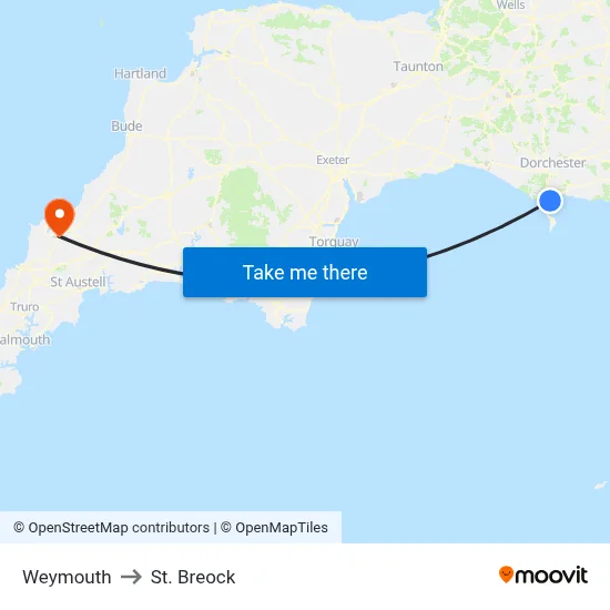 Weymouth to St. Breock map
