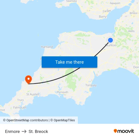 Enmore to St. Breock map