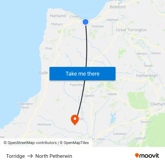 Torridge to North Petherwin map
