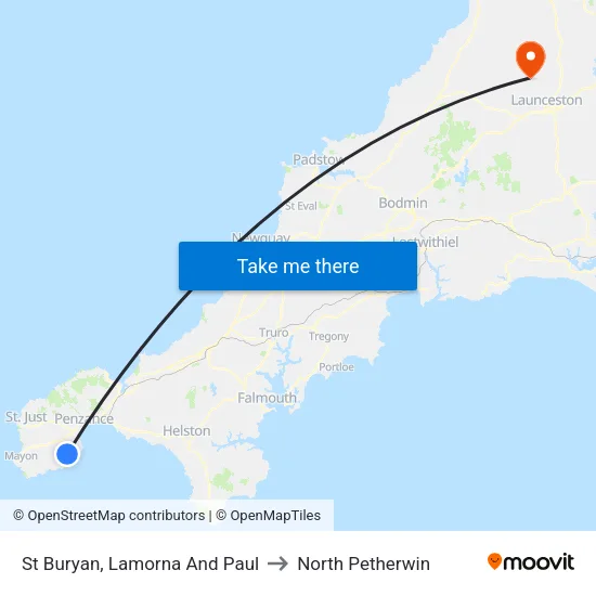 St Buryan, Lamorna And Paul to North Petherwin map