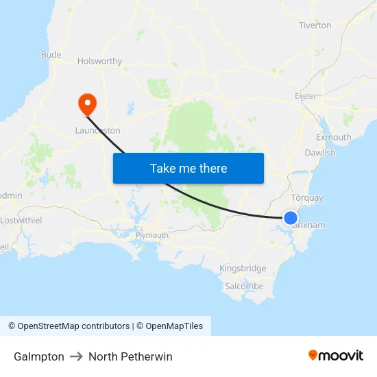 Galmpton to North Petherwin map