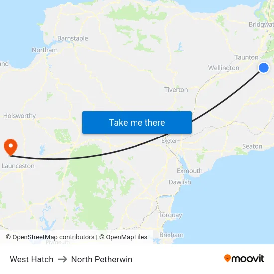 West Hatch to North Petherwin map