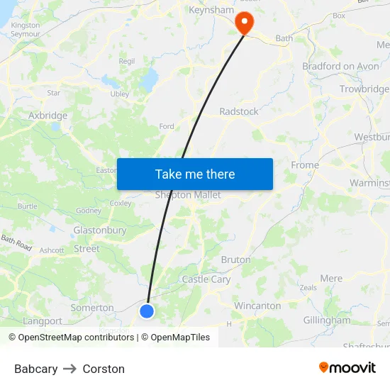 Babcary to Corston map