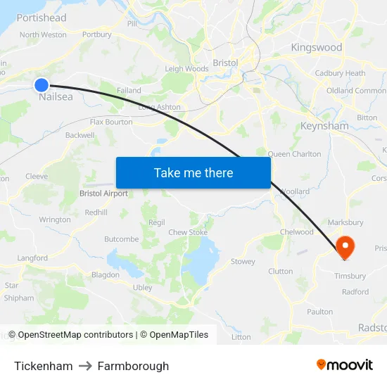 Tickenham to Farmborough map