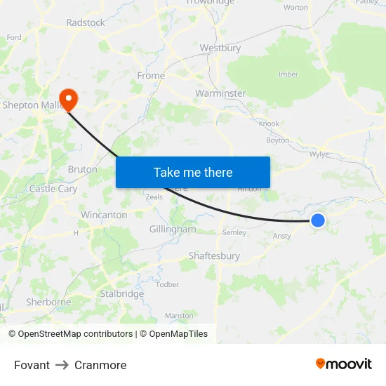 Fovant to Cranmore map