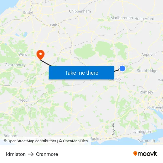 Idmiston to Cranmore map