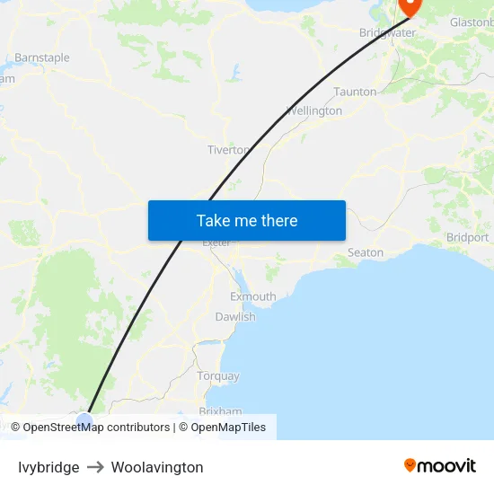 Ivybridge to Woolavington map