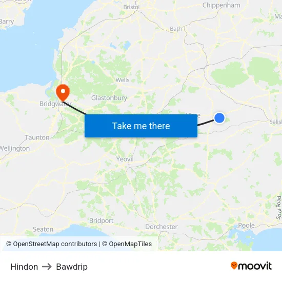 Hindon to Bawdrip map
