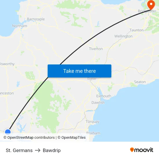 St. Germans to Bawdrip map